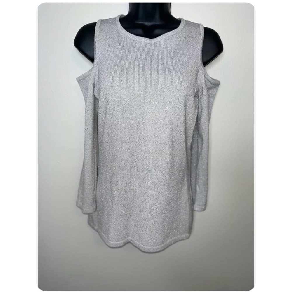 INC shoulder out glittered long sleeve top